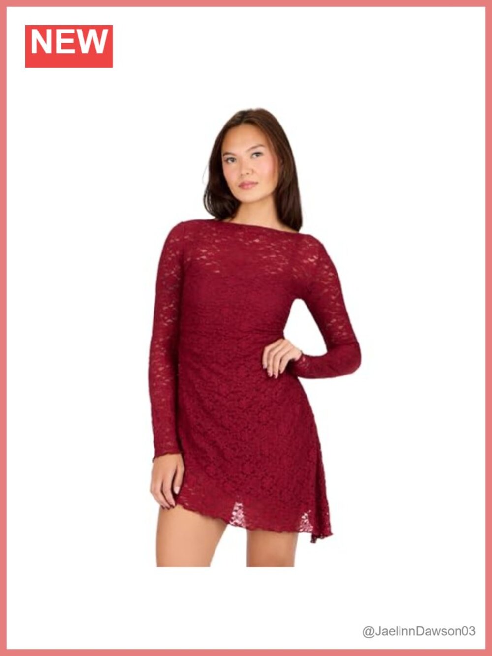 Long Sleeve Lace Mini Dress Lace Overlay Fitted Party Outfit